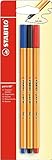 STABILO Fineliner - point 88 - Pack da 3 - Nero/Blu/Rosso