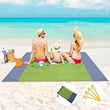 Coperta da Spiaggia Antisabbia, 210 x 200 cm Telo Mare Grande, Portatile Coperta Picnic Impermeabile, con 4 Chiodi da Fissaggio, per Campeggio, Escursionismo, Picnic, Viagg