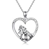 LONAGO Collana Ragazza e Lupo 925 Sterline D argento Per Sempre Nel Mio Cuore Lupo Pendente Collana Gioielli per le Donne