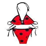 Lito Angels - Costume da Bagno Ladybug Coccinella per Bambine, Pois Rossi 2 Pezzi Bikini Triangolo, Taglia 4-5 Anni