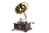 Grammofono quadrato con imbuto in ottone His Master s Voice