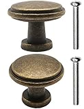 FUXXER® - 2 maniglie per mobili antichi, cassetti, stile rustico, vintage, bronzo, ottone, cucina, buffet, 26 x 21 mm, set da 2 viti incluse