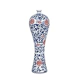 Vaso in ceramica Jingdezhen Grandi vasi di fiori alti per la decorazione della casa Soggiorno Grande porcellana lunga fatta a mano Piuttosto antica Insolita Orientale Cinese Blu e Bianco