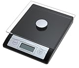 Genie 3623 EDS - Bilancia digitale pesalettere/da cucina, portata da 1 a 5.000 g, in solida plastica, piano in vetro, display a cristalli liquidi, colore: Nero/Trasparente/Argento