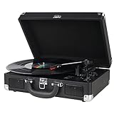 Digitnow! Nero 3 velocità Vinyl Recorder - Strumento valigia / borsa con altoparlanti stereo incorporati, supporta uscite USB / RCA / cuffie Jack / MP3 / telefoni cellulari