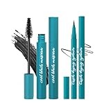 Waterproof Mascara, Set Di Mascara E Eyeliner Per Ciglia In Fibra Di Seta 4d, Impermeabile E A Prova Di Sbavature, Mascara Allungante Naturale,Kit Per Il Trucco Degli Occhi A Lunga Durata