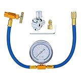 Tubo di ricarica AC R134A con manometro e BPV31 Bullet Piercing Tap Valve Kit, Tubo SAE da 1/4" per R12 R22 Port, per sistema refrigerante aria condizionata