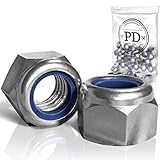 PD® Dadi autobloccanti M8 (DIN 982 / ISO 7040) | Dadi bloccaggio in acciaio inox A2 V2A | Dadi esagonali con parte di bloccaggio in plastica | Dadi di arresto Set di dadi di bloccaggio | 25 pezzi