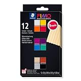 STAEDTLER 8043 C12-1 FIMO - Pasta professionale per modellare il forno, astuccio di cartone con 12 colori basici assortiti.