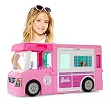 Barbie Camper dei Sogni - Veicolo 3 in 1 Trasformabile con Piscina - Pick-Up e Barca - Dettagli realistici - 50 Accessori - Regalo Bambini 3-7 Anni, GHL93