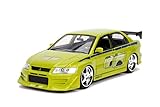 Jada - Modellino auto Mitsubishi Lancer EVO II, 253203052, di Brian del film Fast and Furious (2002),1:24, colore: verde/giallo