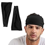 2 Pezzi Fascia per Capelli,Fascia Testa Elastica Sportiva per Uomo e Donna,Fascia Capelli Sport,Fasce Antisudore,Elastici Per la testa,per Fitness,Yoga,Corsa,Ciclismo(Nero)