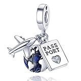 Pandach Travel Round The World Charm Fits Pandora Charms Bracelets for Woman 929 Sterling Silver Dangle Pendant Bead with Clear CZ Stones,Girl Jewelry Beads Gifts for Women Bracelet&Necklace…