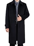 Vogstyle Uomo Nuovo Cappotto Trench Monopetto Slim Fit Windbreaker Giacca Lunga Outwear Stile 1-Nero XXL