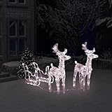 Luminoso Natale per esterni, decorazione natalizia con renna e slitta, 160 LED, 130 cm, acrilico