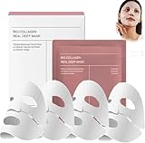 4 pezzi Bio Collagen Overnight Face Mask, Bio-Collagene Vera Maschera Profonda, Maschera viso al bio-collagene, Collagen Mask Overnight, Bio-Collagen Real Deep Mask