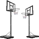 Canestro Basket, Altezza Regolabile 230cm-305cm, Canestro da Basket e Supporto, Canestro da Basket per Interni ed Esterno, Canestro Portatile Base con Ruote e Tabellone in PE, per Bambini e Adulti