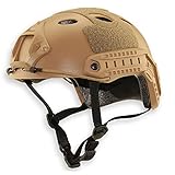 QHIU Casco tattico PJ tipo leggero protettivo veloce casco per softair, paintball CS gioco sport all aperto con occhiali (DE-2)