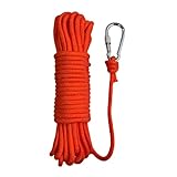 BeGrit Corda Galleggiante 10m 6mm Cima da ormeggio con Moschettone Barca Ancora di Sopravvivenza Multifunzione Peso leggero per Kayak Campeggio Tenda Sport Fune Outdoor Arancione