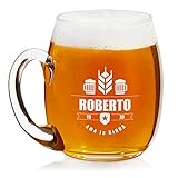 Maverton Boccale per la Birra personalizzato in vetro - H12cm x Ø8,5cm - capienza 500 ml - ottima idea regalo per il compleanno di ogni uomo amante della buona Birra - amore per la birra