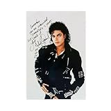 OWNPET Poster su tela con autografo di Michael Jackson, decorazione artistica da parete per soggiorno e camera da letto, senza cornice, 30 x 45 cm