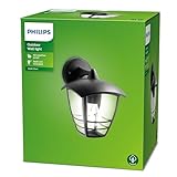 Philips LED Lampada da Parete Creek, per Esterno, Lanterna Down, Attacco E27, Alluminio, Nero