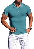 Agilelin Polo Uomo Manica Corta,Maglietta Muscle Slim Fit,Magliette Golf Palestra,T-Shirt Casual Elastico（Blu/M