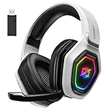 Cuffie Gaming Wireless per PC/Ps5/Ps4, 2,4GHz Wireless+5.3 Bluetooth, Cuffie Wireless con Microfono 7.1 Qualità Audio Senza Perdita di Bassa Latenza, Durata di Oltre 30+ Ore