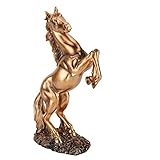 Ymiko Statua di cavallo in piedi Scultura di cavallo Figurina d arte in stile eruopeo Scultura decorativa Home Desk Decor Ornamento Fotografia Prop(giallo)