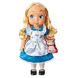 Disney Store - Bambola Collezione Animator, Alice nel Paese delle Meraviglie, 39 cm, con capelli realistici radici, vestito e scarpe, peluche di Dinah imbottito in raso, da versione bimba