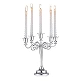 Nuptio Candelabro Portacandele D argento Candelieri 5-braccia 27cm Alto Candela Bastone Sta per Candele Coniche per Matrimonio Festa di Compleanno Centrotavola da Pranzo Decorazioni Natalizie