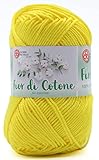 Gomitolo Fior di cotone 100% cotone mercerizzato 50 gr vari colori uncinetto abbigliamento neonato copertine (003 Giallo)