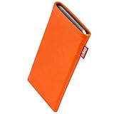 fitBAG Beat Orange per Samsung Galaxy S24 Ultra Custodia per cellulare pelle nappa con imbottitura in microfibra | Accessorio con funzione di pulizia | Made in Germany