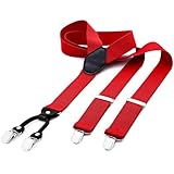 DonDon Bretelle uomo eleganti Bretelle uomo lavoro extra forte clip larghe 3,5 cm rosse