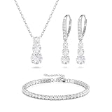 Clearine Trilogy, set di gioielli da donna con zirconi cubici e orecchini, Zirconia cubica, Zirconia cubica