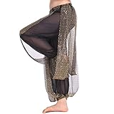 Baisdan Pantaloni Harem Yoga di Danza del Ventre, Pantaloni tribali arabici Indiani in Chiffon da Donna Adatti per Feste di Danza Yoga Pilates Zumba Nero