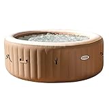 Intex 28426EX - PureSpa Vasca Idromassaggio Gonfiabile Bubble Massage, 4 posti, 120 Getti, Riscaldatore, PVC, Beige, 196x71 cm