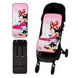 Interbaby Materassino per passeggino, universale, per estate, traspirante, confortevole, 100% cotone, 84 x 34 cm, protezioni per imbracatura | coprisedia Passeggiata Sport Minnie