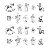 UR URLIFEHALL 100 Pz 10 Stili Argento Antico Tibetano Charms Nascita Del Bambino Pendenti per Collanebraccialetto Gioielleria Making