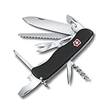 VICTORINOX Coltellino Svizzero Outrider, 14 Funzioni, Multiuso con Lama Bloccabile, Apriscatole, Cacciavite 3 mm, Cavatappi, Nero