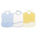 Ti TIN - Pack 3 Bavaglini a punto croce 100% cotone con tocco molto morbido | Colore blu, misure 25x30 cm | Bavaglini a punto croce. Si chiude con dei nastri per facilitare l uso