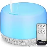 Hianjoo Diffusore di Oli Essenziali 450ml, Diffusore di Aromi Ultrasuoni Umidificatore Diffusore per Aromaterapia Diffusori con 7 LED Colori per SPA,Yoga,Camera da Letto (Bianca)