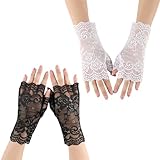 ZOKJSW Floral Lace Bridal Gloves - Elegant Short Lace Fingerless Gloves for Wedding Dinners and Summer Parties