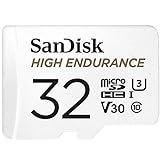 SanDisk HIGH ENDURANCE Video Monitoring for Dashcams & Home Monitoring 32 GB microSDHC Memory Card + SD Adaptor, Up to 100 MB/s read and 40 MB/s Write, Class 10, U3, V30, White