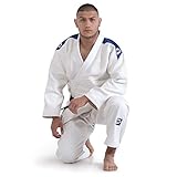 GREEN HILL JUDOGI Semi Competition Advanced 630g/m2 Judo GI Kimono Bianco Blu (170 Large Fit, Bianco Banda Blu)