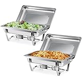 Wilprep 9L Chafing Dish Buffet Scaldavivande in Acciaio Inox Contenitore Vassoio di Riscaldamento Pentole di Riscaldamento per Servire per Buffet di Catering e Feste(2 Pezzi)