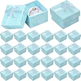 Granvoo 24 Pcs Scatole Regalo Piccole 4x4x3cm, Scatoline Gioielli Cartone con Inserto in Velluto, Scatola Portagioie per Gioielli, Collane, Anelli e Orecchini (Blu)