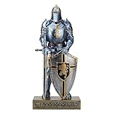 HDMbigmi Cavaliere della Guardia del Re con Scudo, Accessori da Scrivania, Statua Cavaliere Medievale, Ornamento Fermacarte per ufficio e casa, collezione top come regalo, 31 cm (blu)