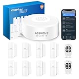 AGSHOME allarme casa senza fili Wireless, 120dB allarme casa 11kit, 1 antifurto casa con Sirena, 8 Sensori Porta e Finestra, 2 Telecomandi, Compatibile con Alexa e Google Assistant