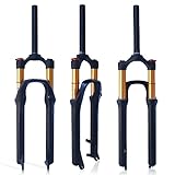 ZTZ【EU STOCK】Forcella Anteriore per Mountain Bike, Controllo della Spalla dell ammortizzatore per Bicicletta 26/27,5 Forcella a Gas Tubo da 32 mm (nero opaco + camera d aria oro, 26 Pollici)